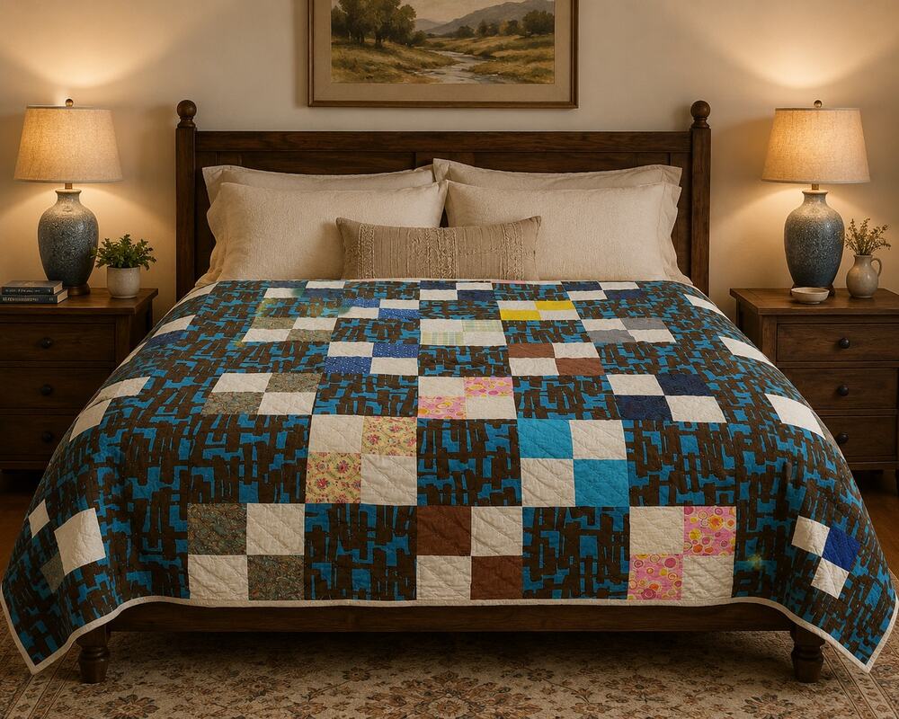 Vintage Appalachian Make Do Quilt Twin Hand Pieced Hand Quilted Patchwork Quilt